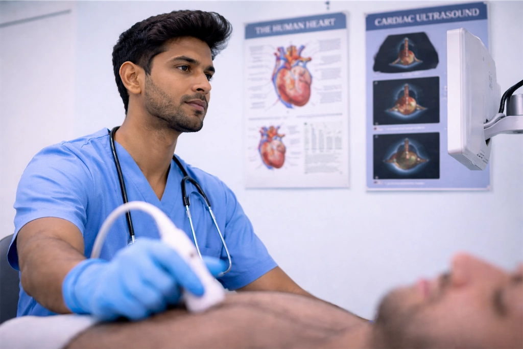 Echocardiogram (Echo) equipment close-up