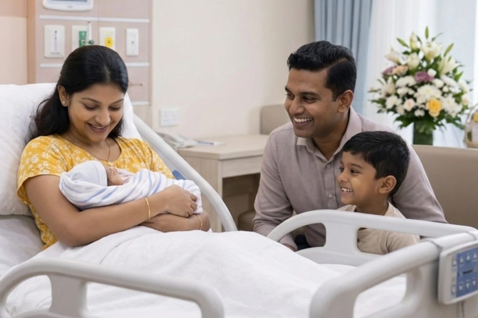 Modern Labor and Delivery suite with family-friendly environment