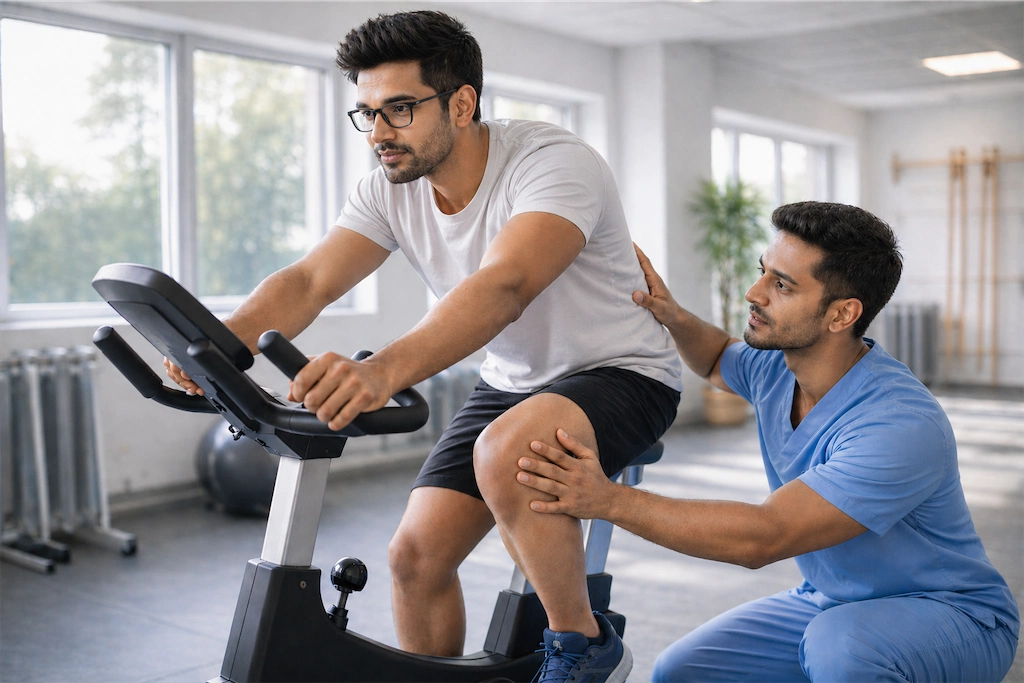 Modern rehabilitation environment with exercise equipment